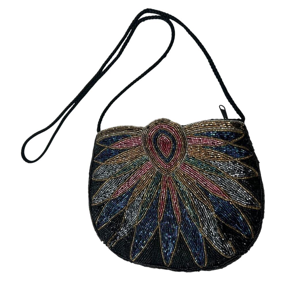Jacobson's Vintage Iridescent Beaded Evening Bag Starburst Minibag Handmade